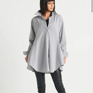 Planet Lauren G Cotton Smock Shirt Stripes Pockets